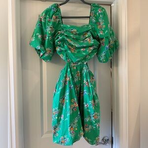 A New Day Floral Cut-Out Green Floral Dress with Matching Dog Outfit